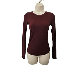 WILFRED Ribbed Long Sleeve Top Burgundy Size S